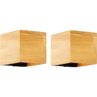 QAZQA Set mit 2 Smart Wandleuchten Eiche Holz inkl. Wi-Fi G9 - Transfer