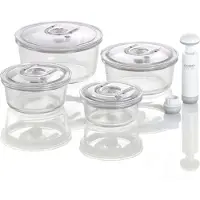 Caso Vakuumbehälter "1187 VacuBoxx", (Set, 5 tlg., VacuBoxx rund 4er Set-inkl. Adapter+Handpumpe)