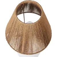 Beliani Tischlampe Weiß Keramik Vasenform 51 cm Papierschirm Trommelform Kabel mit Schalter Handgefertigt Boho Schlaf- u. Wohnzimmer Beleuchtung