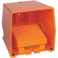 Schneider Electric XPER310 Fußschalter, Harmony XPE, einfach, Metall, orange, 1-stufig, 1Ö+1S, IP66, mit Schutzhaube