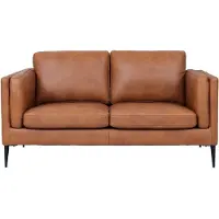 Giga Meubel 2-Sitzer Sofa Aicena Leder Cognac - Komfortsofa mit Taschenfederkern & Metall-Gestell