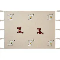 Beliani Decke Baumwolle beige / braun 130 x 180 cm Lama-Motiv DEOGHAR