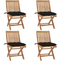 vidaXL Klappstühle mit Kissen, 4-teilig, Massivholz Teakholz