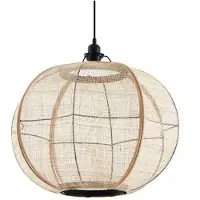 LINDBY Aurinil Pendelleuchte Nature - , Aurinil, dimmbar, Holz, für Wohnzimmer, Stoff / Textil, Landhaus / Rustikal