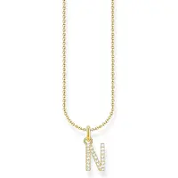 Thomas Sabo Kette mit Buchstaben-Anhänger N vergoldet