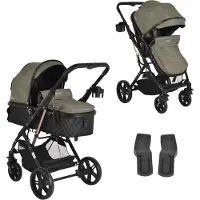Moni Kombikinderwagen Rafaello 2 in 1, umbaubar, Sportsitz, Fußabdeckung, Tasche grün