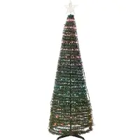 Beliani LED Deko Weihnachtsbaum grün mit bunten LED Lichtern App Steuerung mit Timer 160 cm Weihnachtsdeko Indoor