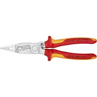Knipex 13 96 200 SB Elektro-Installationszange isoliert mit Mehrkomponenten-Hüllen, VDE- verchromt 200 mm (SB-Karte/Blister)