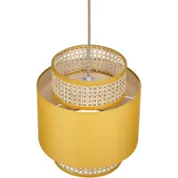 Beliani Hängelampe senfgelb / natürlich Stoffschirm Rattan Boho Wohnzimmer Esszimmer