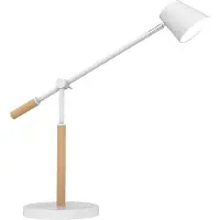 Unilux LED-Tischleuchte VICKY, 9 W, 900 lm, 3000 K, 3 Leuchtstärken, dimmbar, USB-Ladefunktion, Buchenholz & Stahl, weiß-buche