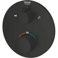 GROHE Grohtherm Thermostat-Wannenbatterie, für Rapido SmartBox, 2-Wege Umstellung, Mattschwarz, rund, 1022102430