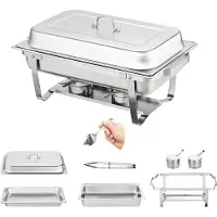 OEM Doppelwärmer - Servierplatte - Chafing Dish - Catering-Schale - mit Deckel - Warmhalteplatte - 2 Stück