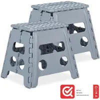 Relaxdays Klapphocker faltbar L hellgrau 2er Set Weiß,Grau
