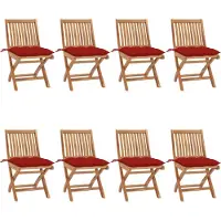 vidaXL Klappbare Gartenstühle mit Kissen 8 Stk. Massivholz Teak