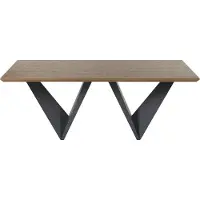 Beliani Esstisch Braun mit Schwarz 100 x 200 cm MDF Tischplatte Metall V förmigen Füße Laminiert Rechteckig Industriell