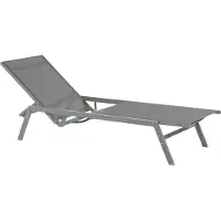 Beliani Sonnenliege Grau Mesh Stahl Gestell Verstellbare Rückenlehne Gartenliege Modern Outdoor Balkon Terrasse