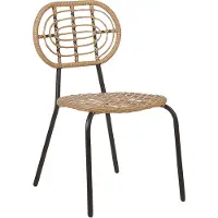 Beliani Gartenstuhl 4er Set Natürlich PE-Rattan mit Schwarzem Metallgestell Hoher Rückenlehne Boho Garten Outdoor Terrasse Ausstattung Möbel