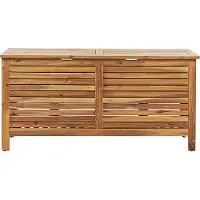 Beliani Auflagenbox Akazienholz Hellbraun 130 x 64 x 48 cm geölte Oberfläche Truhe für Terrasse, Garten, Balkon Landhausstil Outdoor Möbel