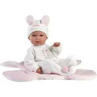 Llorens Baby Puppe Bimba Rosa mit Kaninchen Kissen 35 cm