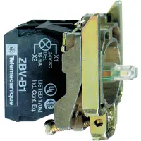 Schneider Electric ZB4BW0G13 Hilfsschalterblock mit Befestigungsflansch, Harmony XB4, Metall, weiß, universelle LED, 2S, 110-120V AC