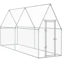 vidaXL Hühnerkäfig Silbern 400x100x190 cm Verzinkter Stahl