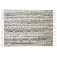 Beliani Decke Baumwolle weiss / schwarz 130 x 180 cm orientalisches Muster PANVEL