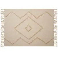 Beliani Decke Baumwolle beige 130 x 180 cm geometrisches Muster JAUNPUR