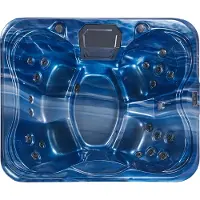 Beliani Outdoor Whirlpool Blau Acryl und Aluminium Rechteckig 180 x 215 cm mit LED Hydromassage Schutzhülle für 4 Personen Garten Draußen Terrasse