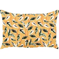 Beliani Gartenkissen Gelb 40 x 60 cm Rechteckig Blätter Muster Blatt Motiv für Garten Terrasse Outdoor