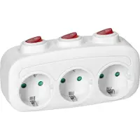 ORNO Steckdosenadapter weiß, mit Schalter, 3-fach Schuko bis 3680 Watt, einzeln schaltbar