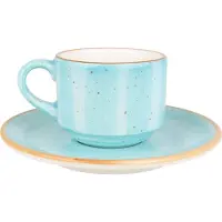 Bonna Aura Aqua - Espressotassen und Untertasse - 80 cc - Porcelain - 6er set