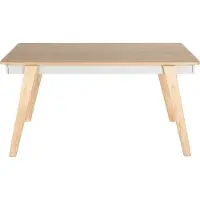 Beliani Esstisch Helle Eiche und Grau MDF-Tischplatte mit Holzbeinen 150 x 90 cm Rechteckig für 6 Personen Moderner Stil Esszimmer Küche Wohnküche