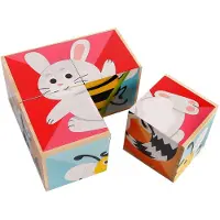 Merkloos Holzblockpuzzle Glückliche Tiere