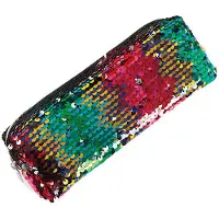 Nobrand Farbenfrohes Pailletten Federmäppchen im Glitzerkuh-Design mit Reißverschluss, 20 x 5 x 8 cm