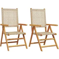 vidaXL Gartenstühle 2 Stk. Beige Massivholz Akazie und Poly Rattan