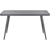 Beliani Gartentisch Grau Aluminium 140x80 cm für 4 Personen Glasplatte in Steinoptik rechteckig Outdoor Terrasse Balkon Möbel