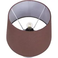 Beliani Tischlampe Blau und Weiß Porzellan Vasenform 46 cm Stoffschirm Braun Kegelform Handbemalt Kabel mit Schalter Modern Schlaf- u. Wohnzimmer