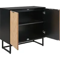 Beliani Sideboard Schwarz und helles Holz MDF Holzfurnier 2 Türen mit Einlegeböden Skandinavisches Schlafzimmer Aufbewahrungslösung