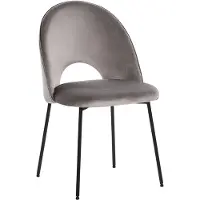 Beliani Esszimmerstuhl 2er Set Grau Samtstoff mit Schwarzen Metallbeinen Retro Glamourös Wohnzimmer Esszimmer Wohnküche