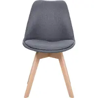 Beliani Esszimmerstuhl 2er Set Dunkelblau Stoff-Sitzschale mit Hellen Holzbeinen Retro-Design Wohnzimmer Küche Esszimmer Polsterstuhl Set