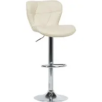 Beliani Barhocker Hellbeige Kunstleder Höhenverstellbar Drehbar mit Hoher Rückenlehne Silbernes Metallgestell Fußstütze Modern Kücheninsel Küchenbar