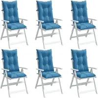 vidaXL Hochlehner-Auflagen 6 Stk. Melange Blau 120x50x7 cm Stoff