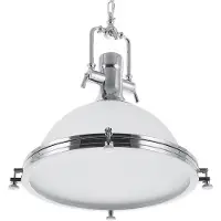 Beliani Hängeleuchte Silber Metall mit Glasschirm in Glockenform Industrie Look
