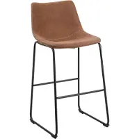 Beliani Stilvoller Barstuhl 2er Set Braun Stoff/Metall 100 cm Retro