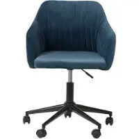 Beliani Arbeitshocker mit Rollen Blau aus Samtstoff Moderner Bürostuhl