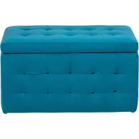 Beliani Hocker mit Stauraum Samtstoff marineblau MICHIGAN