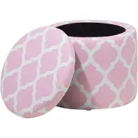 Beliani Tonia Hocker mit 35 cm rosa und weissem Behälter