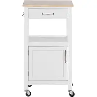 Beliani Servierwagen Weiß MDF Platte Gummibaumholz Kiefernholz 89 x 39 x 48 cm Landhausstil Traditionell Praktisch Multifunktional Wohnzimmer