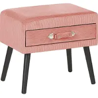Beliani Nachttisch Rosa Cord Kiefernholz 46 x 50 x 35 cm Modern Lustig Koffer Optik Schlafzimmer