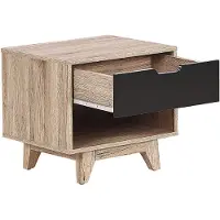 Beliani Nachttisch Heller Holzfarbton Schwarz MDF Platte Kiefernholz 46 x 50 x 40 cm Modern Praktisch Schublade Schlafzimmer